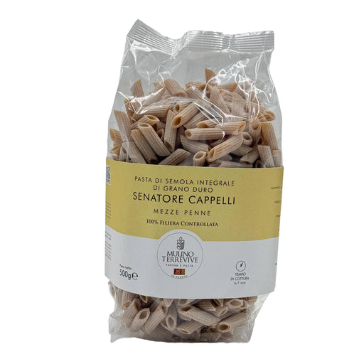 Specialità Integrale Senatore Cappelli Mezze Penne 500g  -  Mulino Terrevive - vaigustando