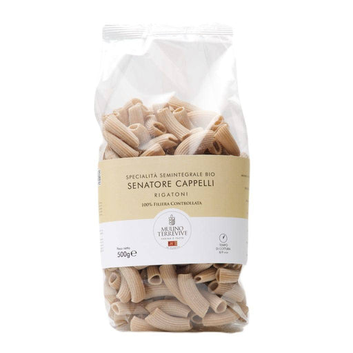 Specialità Semintegrale Senatore Cappelli Rigatoni 500g  -  Mulino Terrevive - vaigustando