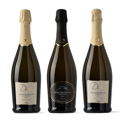 Box 3 bottiglie Prosecco Superiore DOCG: Duse Millesimato Dry, Duse Millesimato Brut, Pat del Colmel Extra Dry annata 2022  -  Pat del Colmel - vaigustando